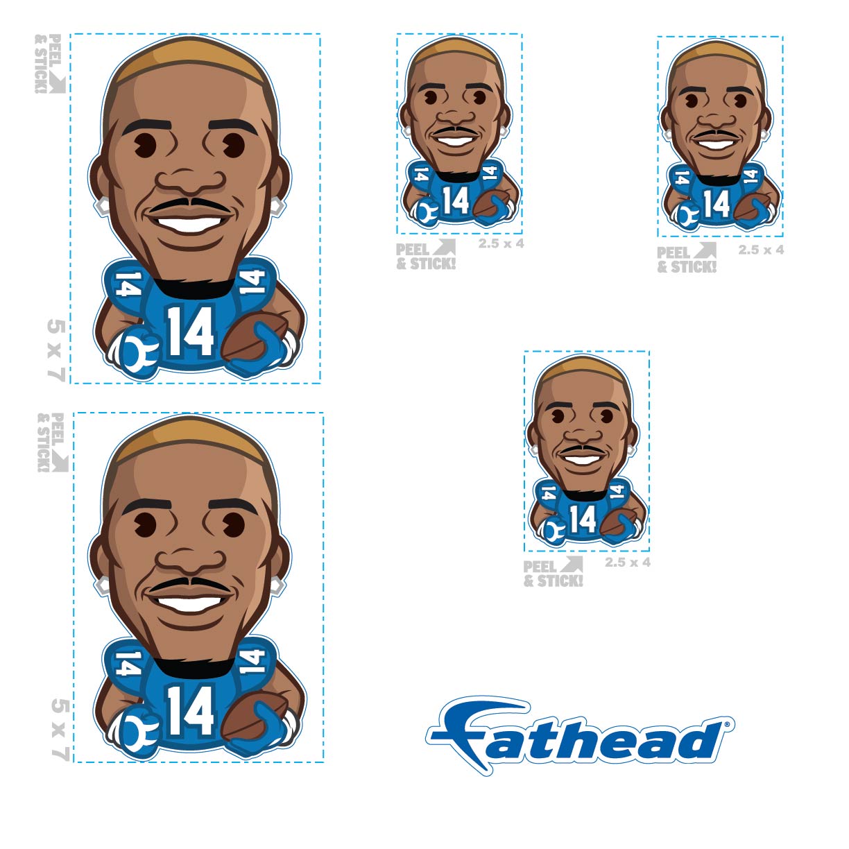 Amon-Ra St. Brown - 5 Emoji Minis (Mixed Sizes) - Official NFLPA - Detroit Lions - Reusable Vinyl Decals