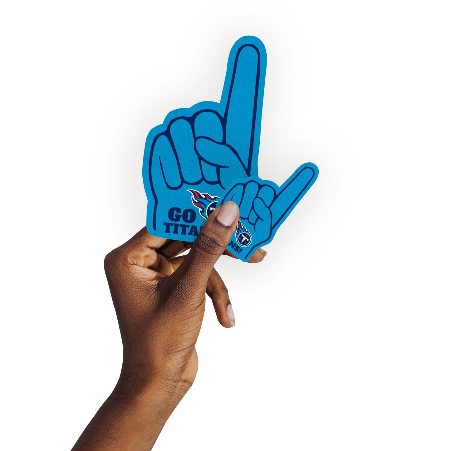 Tennessee Titans - 4 Foam Finger Minis (Mixed Sizes) - Official NFL - Reusable Vinyl Decals