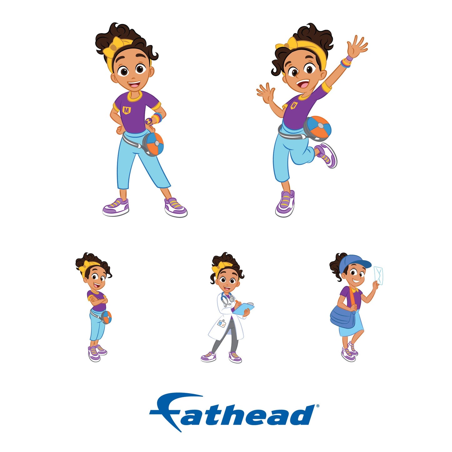 Meekah - 5 Character Minis (Mixed Sizes) - Official Blippi - Reusable Vinyl Decals