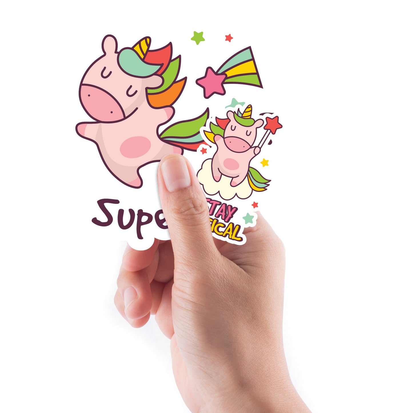Sheet of 5 -Mythical Creatures: Unicorn Awesome Minis        -   Removable    Adhesive Decal