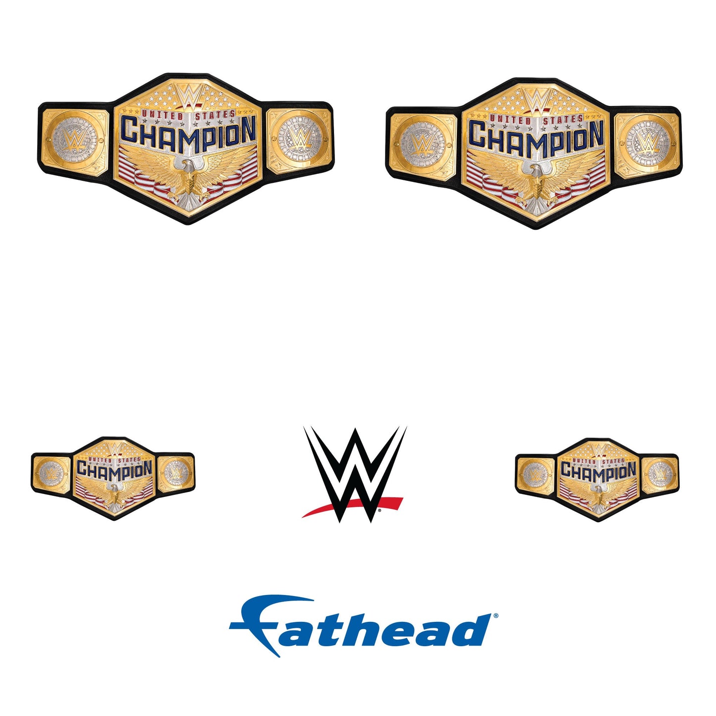 United States Title - 5 Logo Minis (Mixed Sizes) - Official WWE - Reusable Vinyl Decals