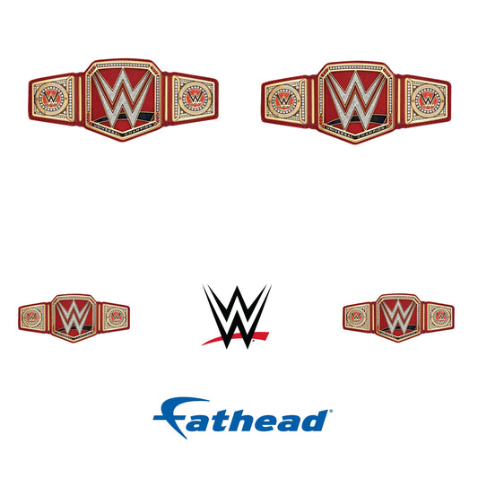 Red Universal Title - 5 Logo Minis (Mixed Sizes) - Official WWE - Reusable Vinyl Decals