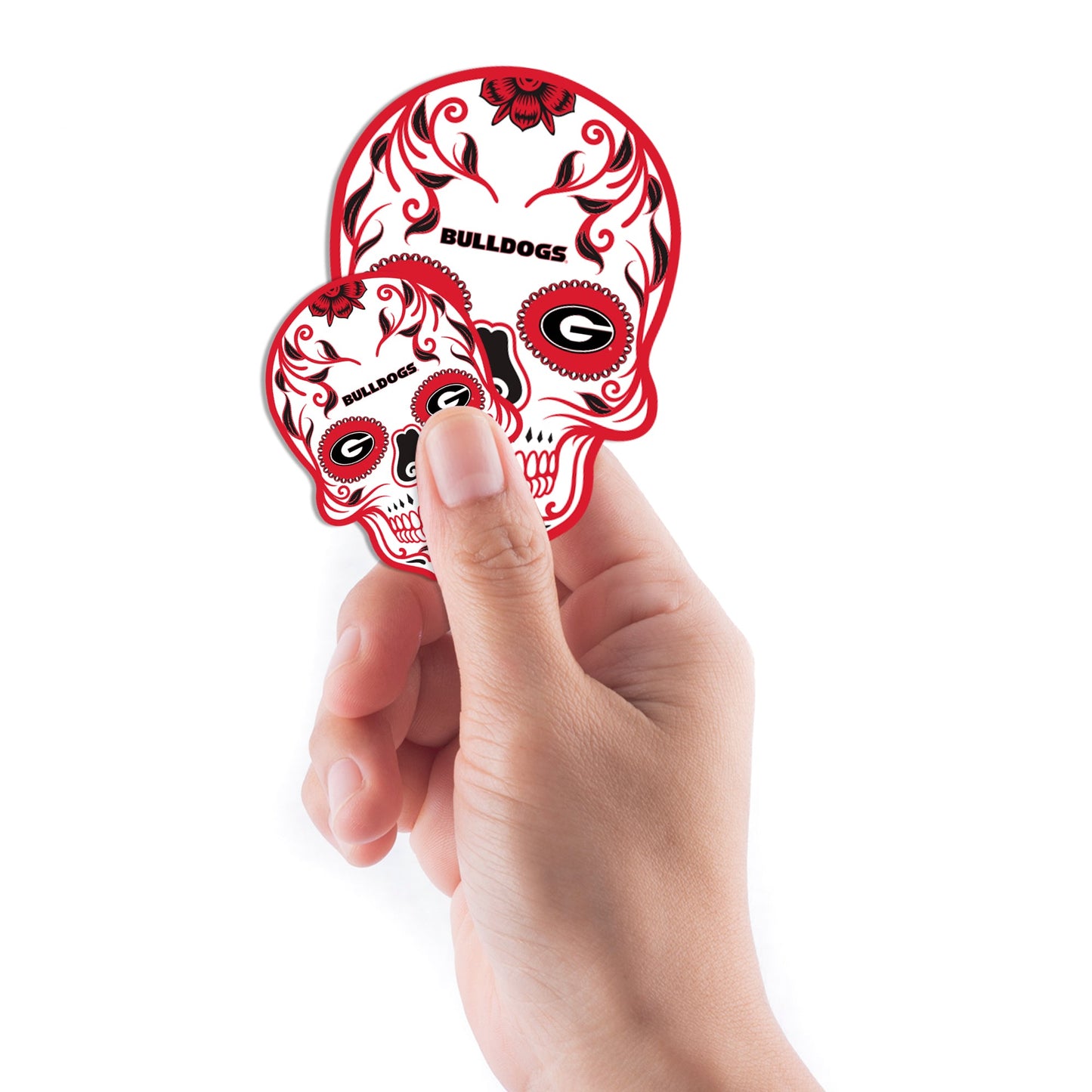Georgia Bulldogs - 5 Sugar Skull Logo Minis (Mixed Sizes) - Official NCAA - Reusable Vinyl Decals