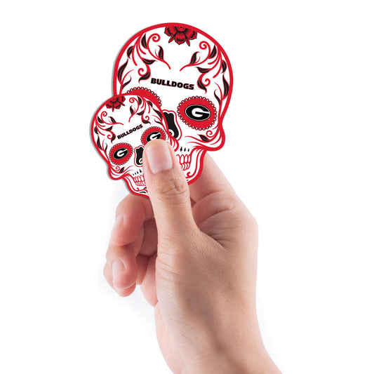 Georgia Bulldogs - 5 Sugar Skull Logo Minis (Mixed Sizes) - Official NCAA - Reusable Vinyl Decals