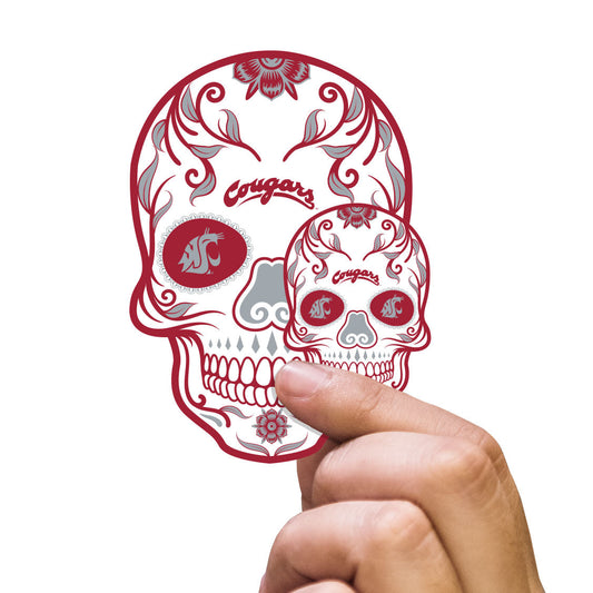 Washington State Cougars - 5 Sugar Skull Logo Minis (Mixed Sizes) - Official NCAA - Reusable Vinyl Decals