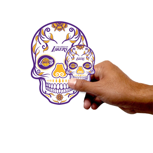 Los Angeles Lakers - 5 Sugar Skull Logo Minis (Mixed Sizes) - Official NBA - Reusable Vinyl Decals
