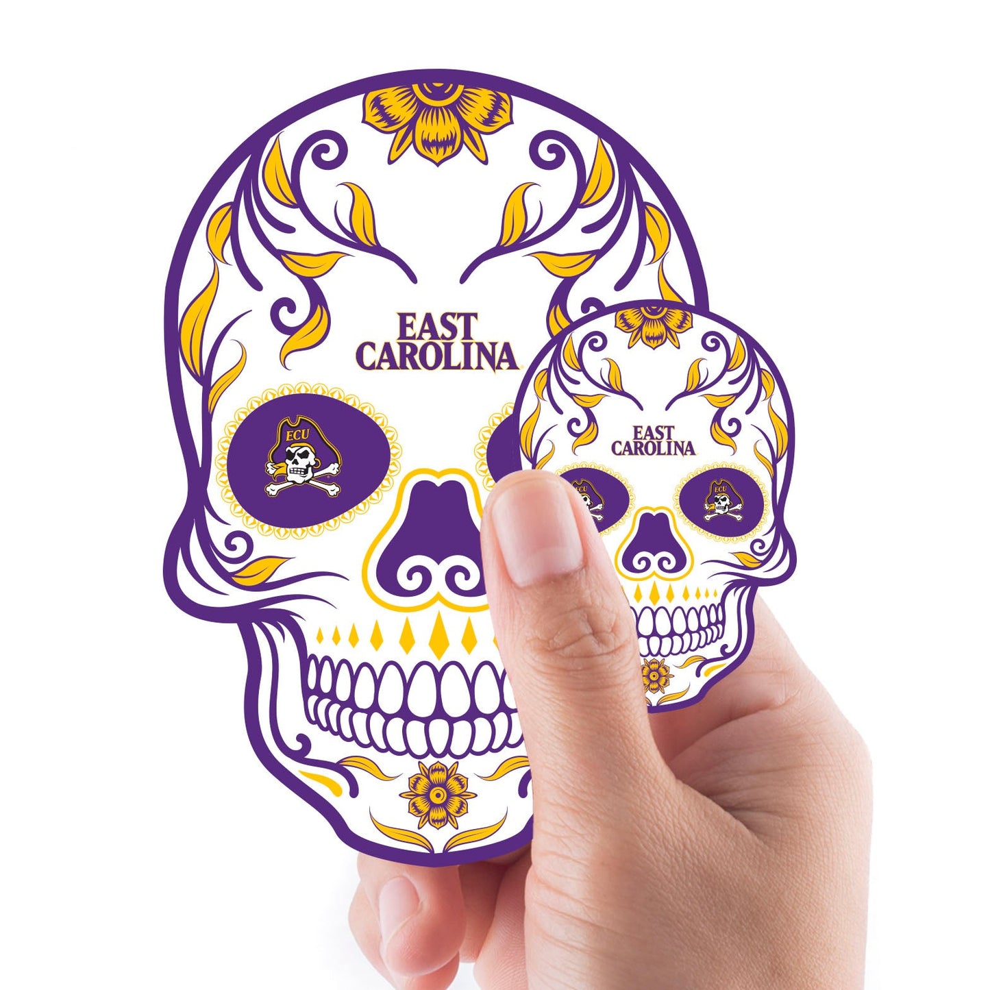 East Carolina Pirates - 5 Sugar Skull Logo Minis (Mixed Sizes) - Official NCAA - Reusable Vinyl Decals