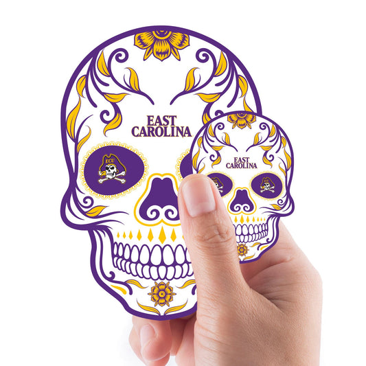 East Carolina Pirates - 5 Sugar Skull Logo Minis (Mixed Sizes) - Official NCAA - Reusable Vinyl Decals