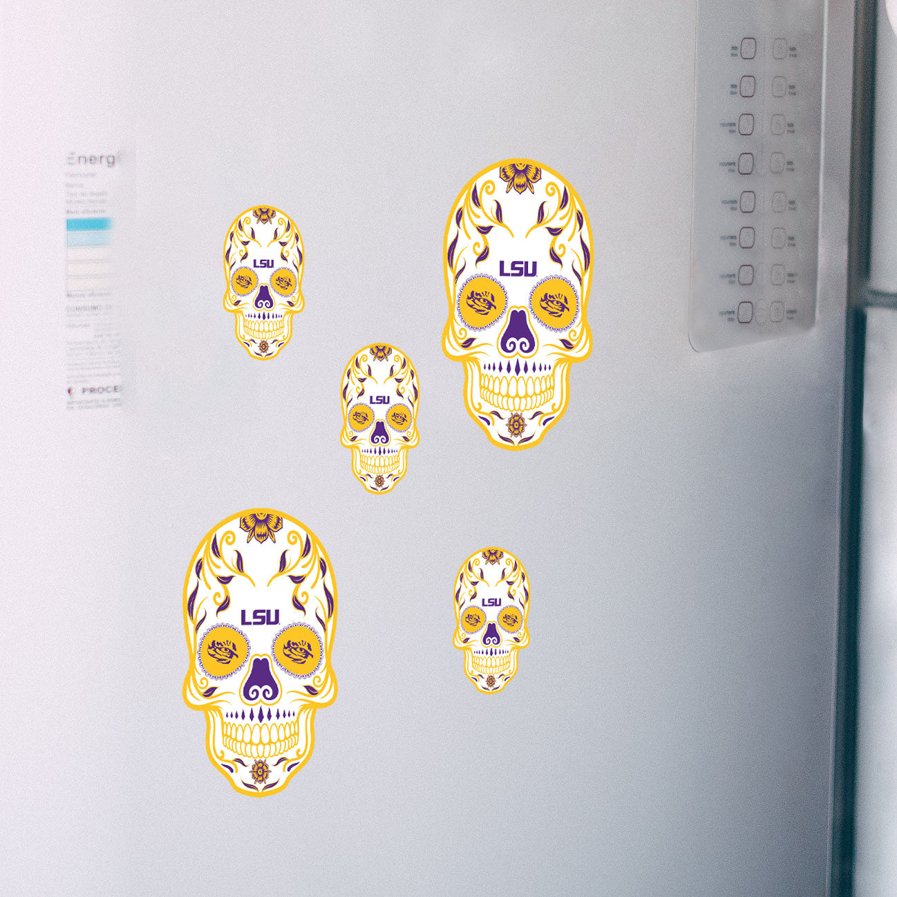LSU Tigers - 5 Sugar Skull Logo Minis (Mixed Sizes) - Official NCAA - Reusable Vinyl Decals