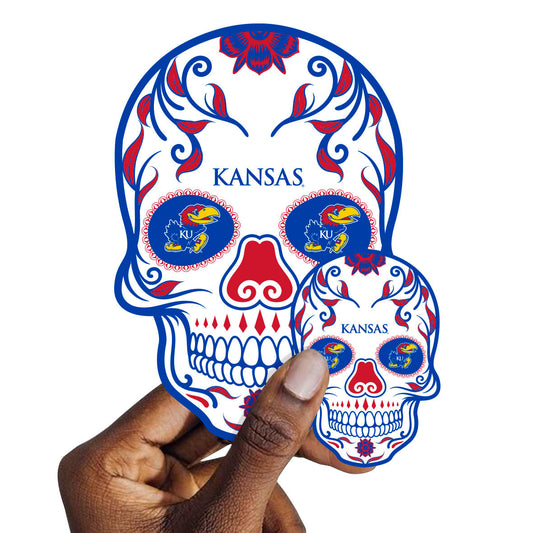 Kansas Jayhawks - 5 Sugar Skull Logo Minis (Mixed Sizes) - Official NCAA - Reusable Vinyl Decals