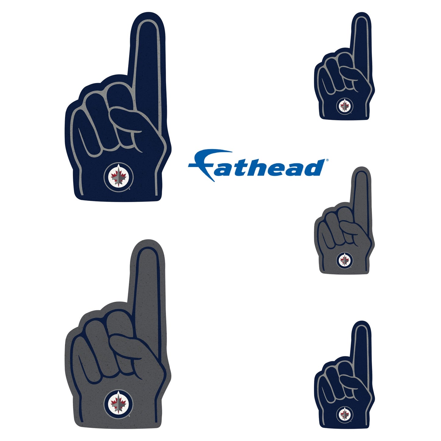 Winnipeg Jets - 4 Foam Finger Minis (Mixed Sizes) - Official NHL - Reusable Vinyl Decals