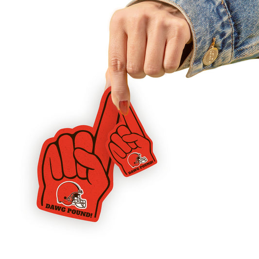 Cleveland Browns - 4 Foam Finger Minis (Mixed Sizes) - Official NFL - Reusable Vinyl Decals