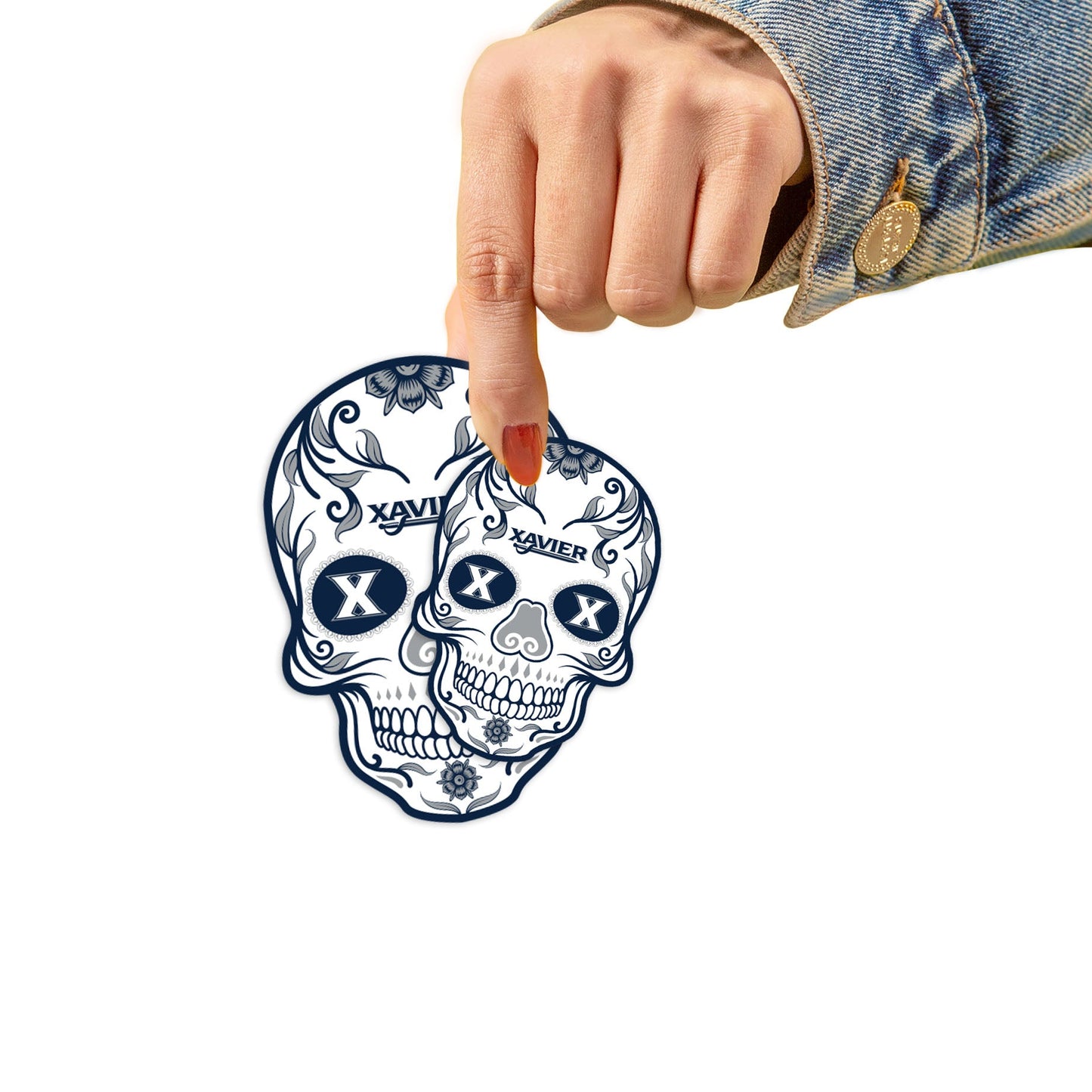 Xavier Musketeers - 5 Sugar Skull Logo Minis (Mixed Sizes) - Official NCAA - Reusable Vinyl Decals