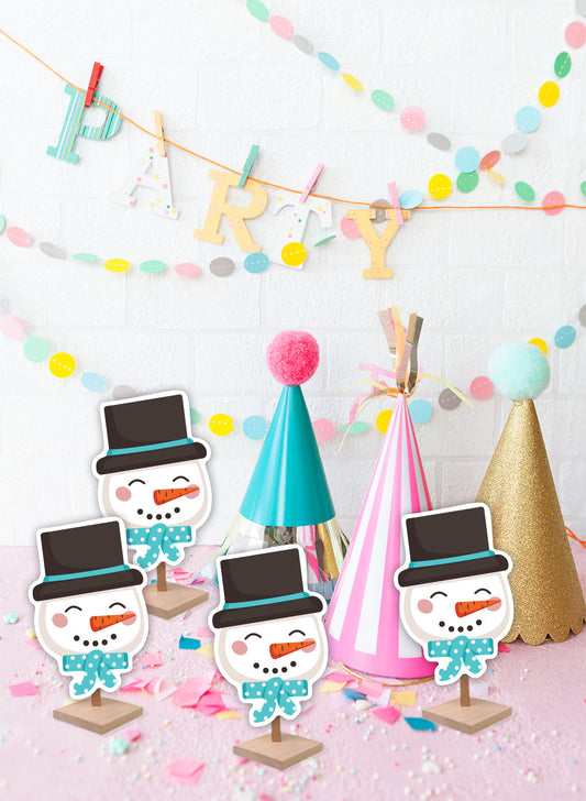 Sheet of 9 - Holiday:  Snowman with Blue Scarf  Minis   Cardstock Cutout  -      Big Head