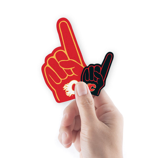 Calgary Flames - 5 Foam Finger Minis (Mixed Sizes) - Official NHL - Reusable Vinyl Decals