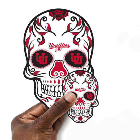 Utah Utes - 5 Sugar Skull Logo Minis (Mixed Sizes) - Official NCAA - Reusable Vinyl Decals