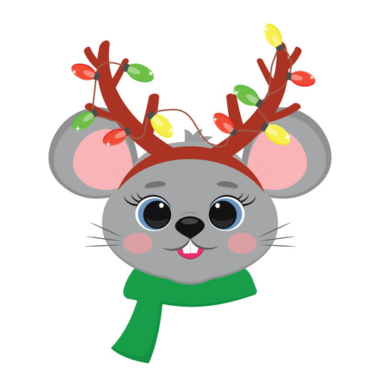 Sheet of 9 - Holiday:  Festive Mouse  Minis   Cardstock Cutout  -      Big Head