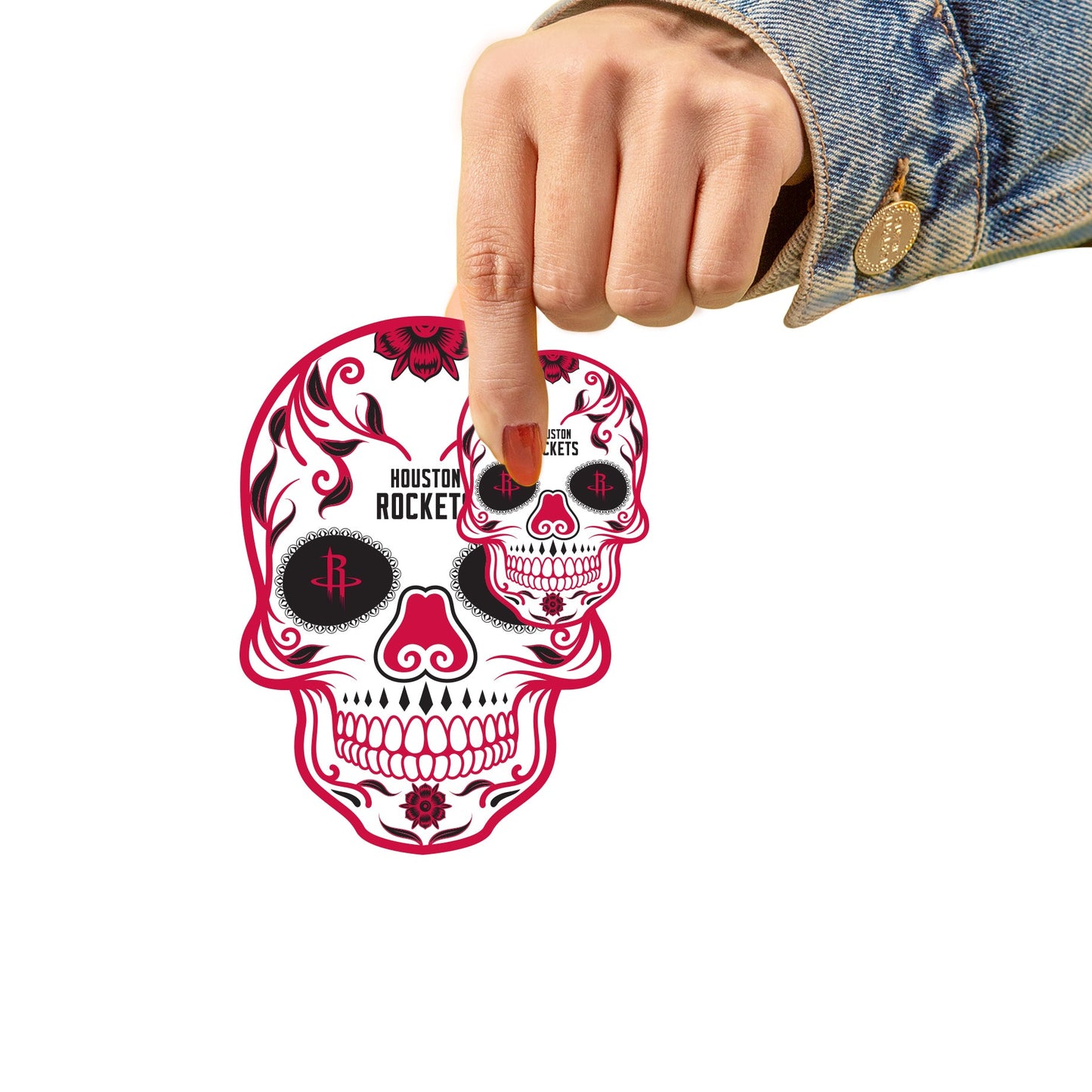 Houston Rockets - 5 Sugar Skull Logo Minis (Mixed Sizes) - Official NBA - Reusable Vinyl Decals