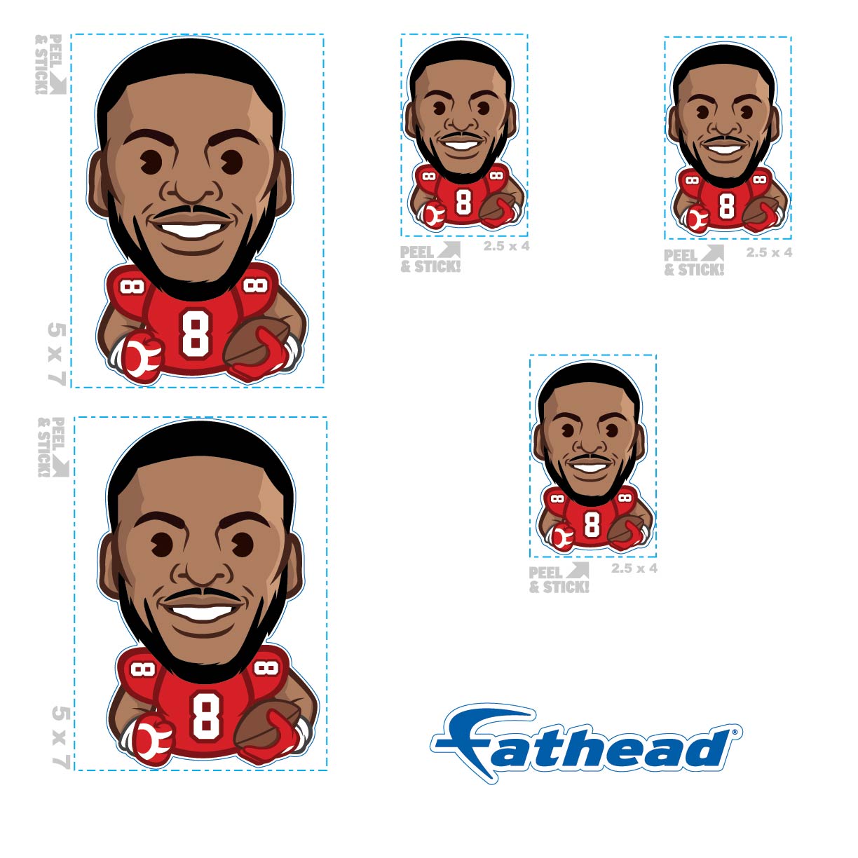 Kyle Pitts - 5 Emoji Minis (Mixed Sizes) - Official NFLPA - Atlanta Falcons - Reusable Vinyl Decals
