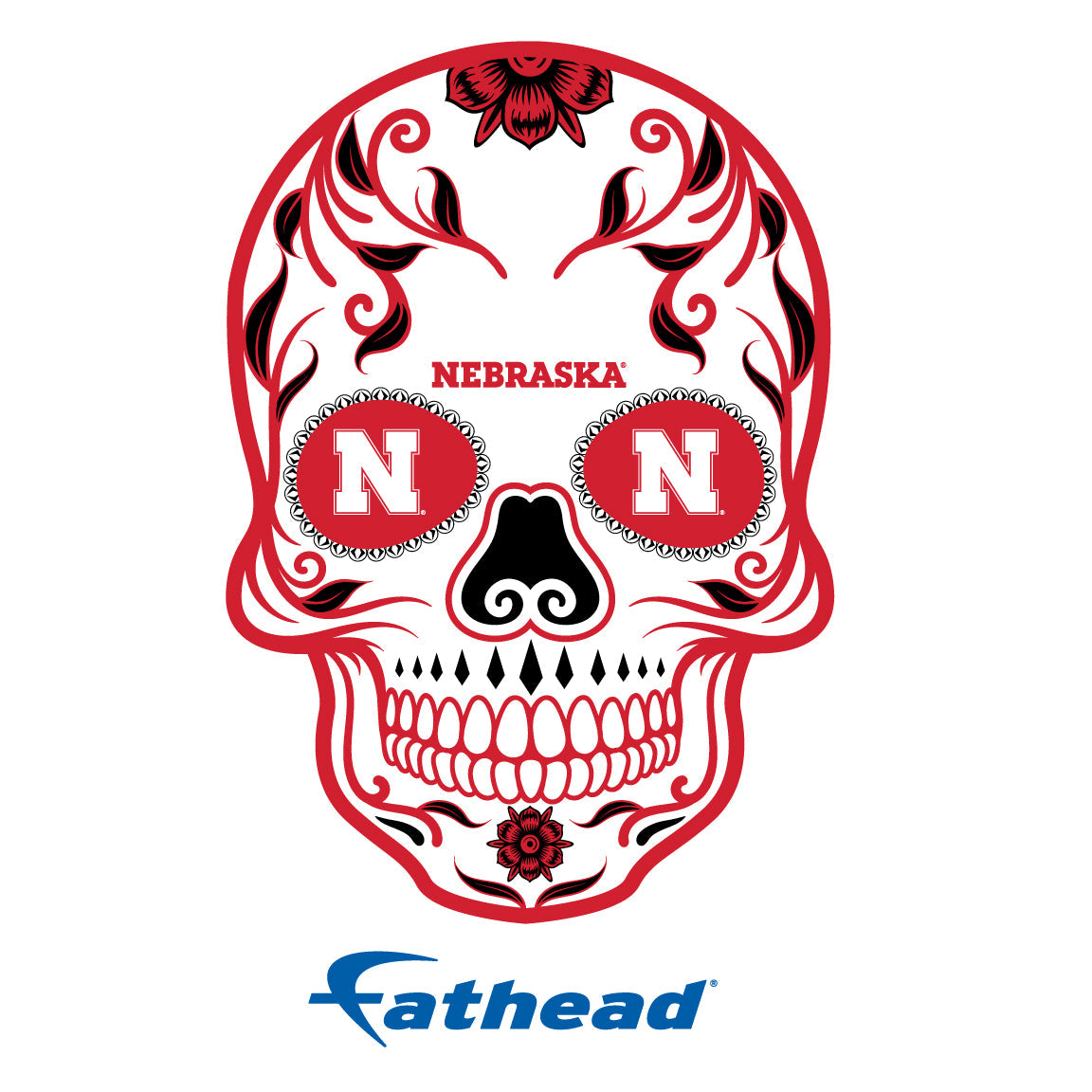 Nebraska Cornhuskers - 5 Sugar Skull Logo Minis (Mixed Sizes) - Official NCAA - Reusable Vinyl Decals