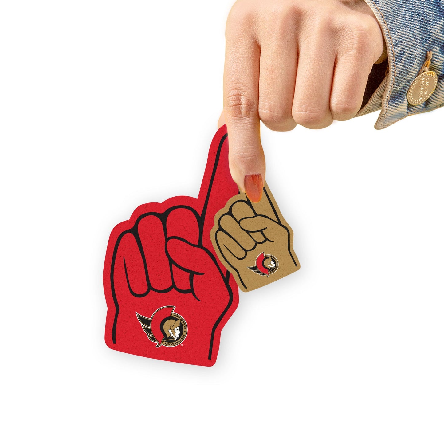 Ottawa Senators - 4 Foam Finger Minis (Mixed Sizes) - Official NHL - Reusable Vinyl Decals
