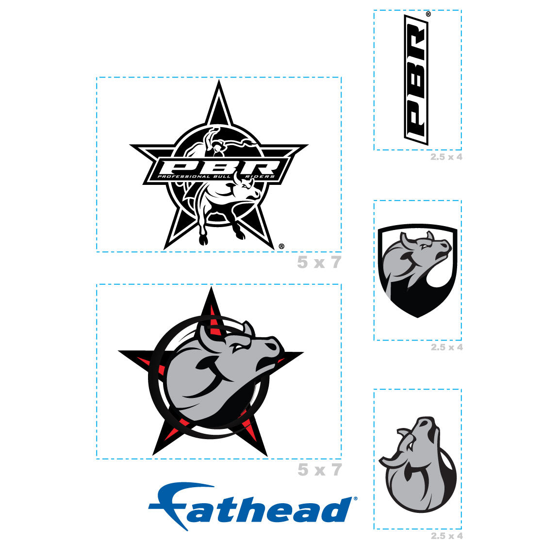 PBR:  Black Logo Minis        - Officially Licensed Pro Bull Riding Removable     Adhesive Decal