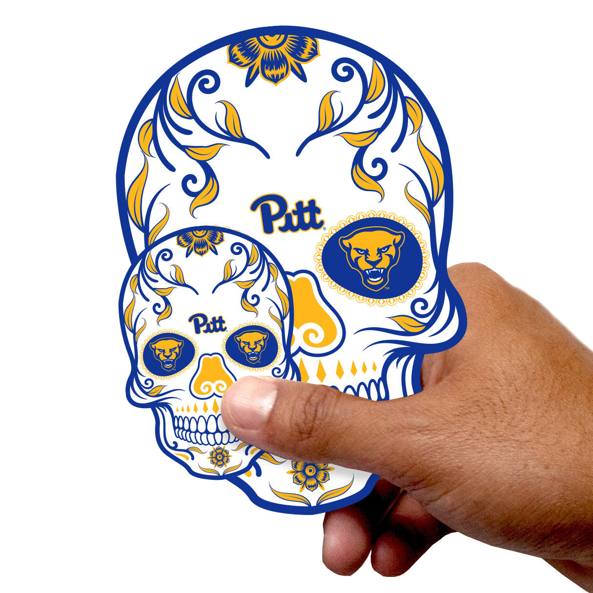 Pittsburgh Panthers - 5 Sugar Skull Logo Minis (Mixed Sizes) - Official NCAA - Reusable Vinyl Decals