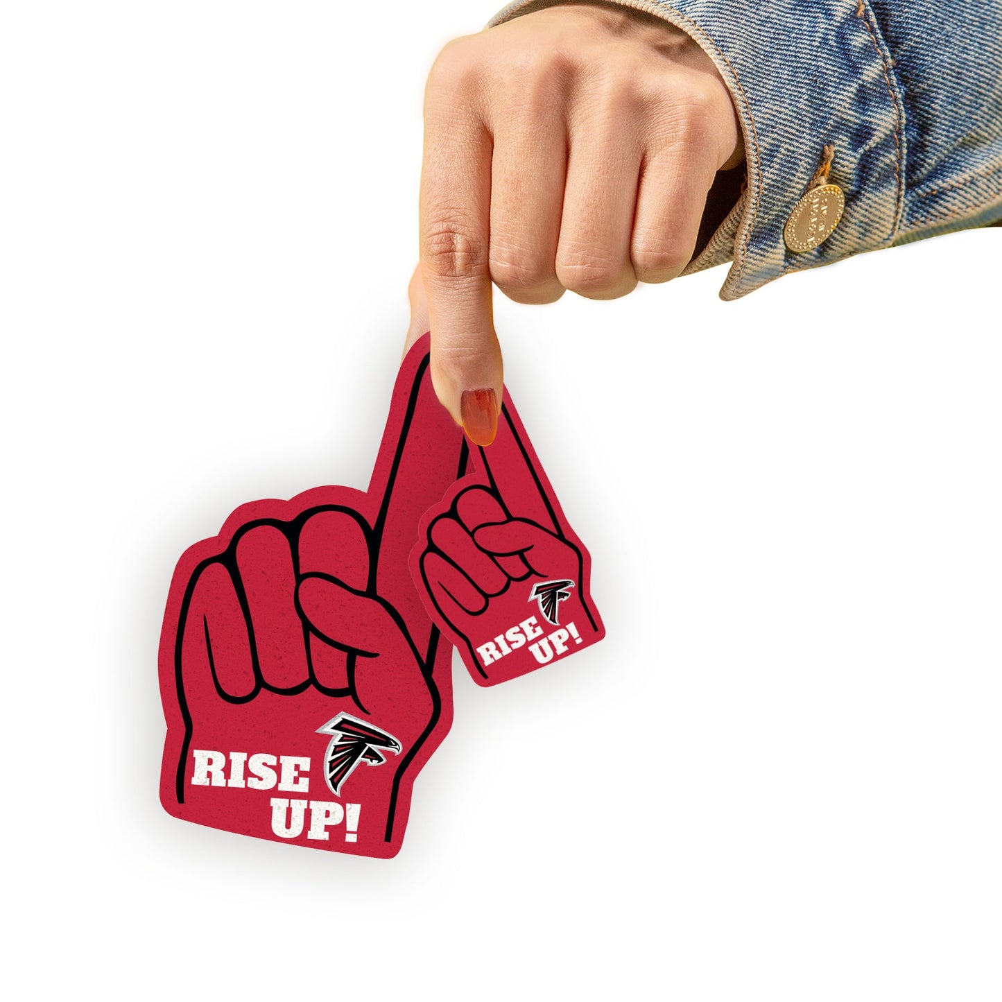 Atlanta Falcons - 4 Foam Finger Minis (Mixed Sizes) - Official NFL - Reusable Vinyl Decals