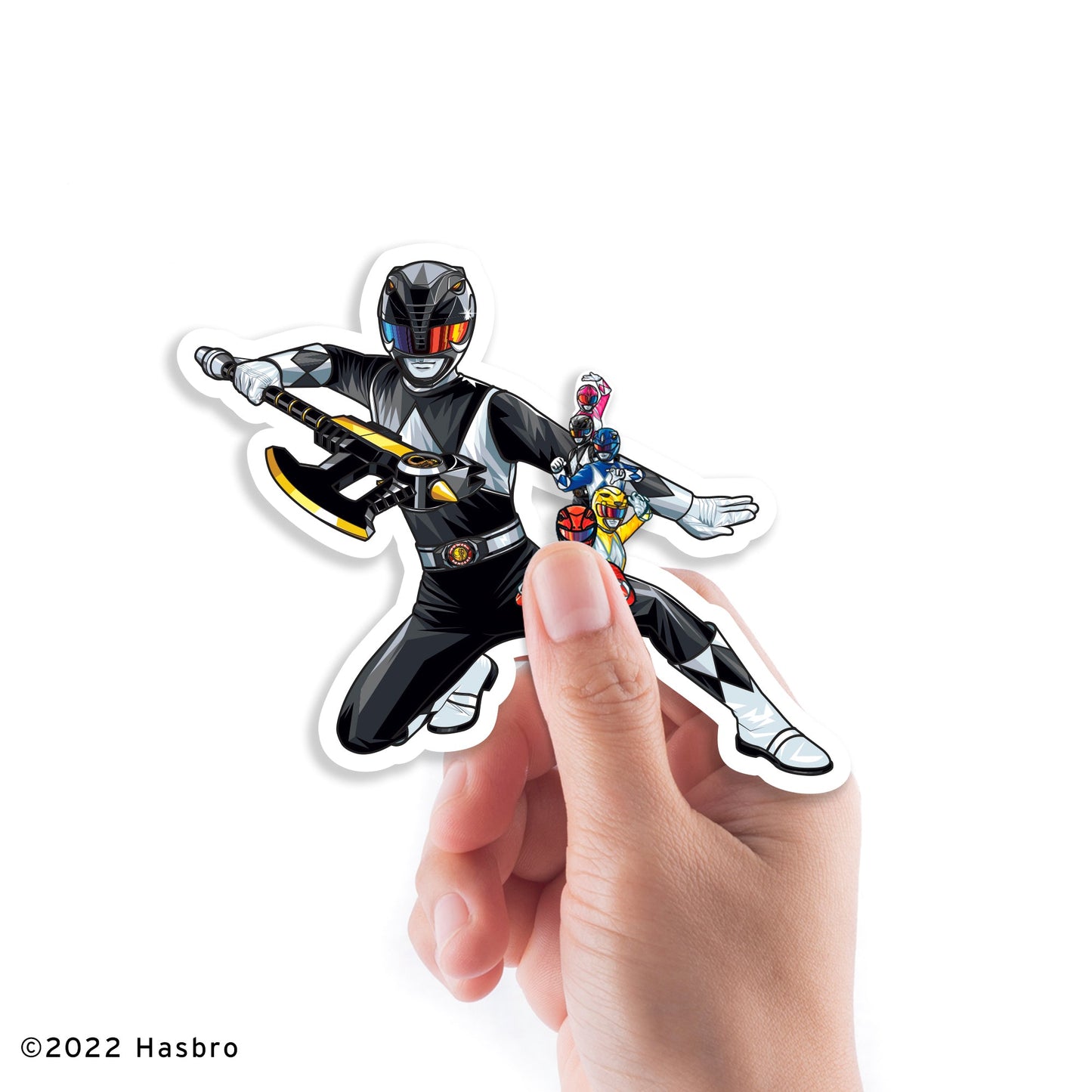 Power Rangers - 5 Character Minis (Mixed Sizes) - Official Hasbro - Black Ranger - Reusable Vinyl Decals
