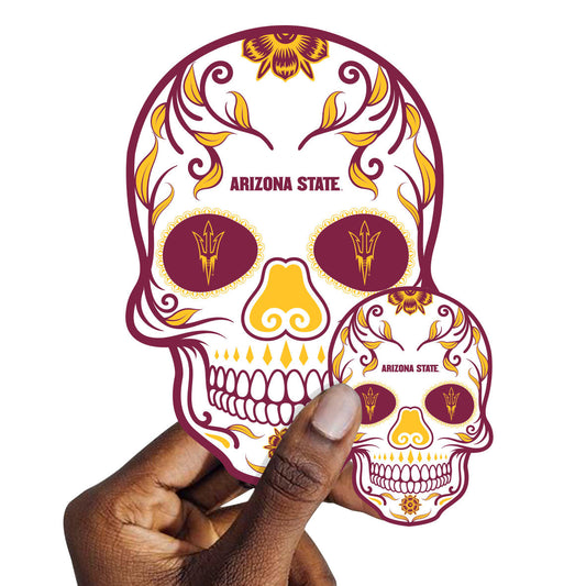 Arizona State Sun Devils - 5 Sugar Skull Logo Minis (Mixed Sizes) - Official NCAA - Reusable Vinyl Decals