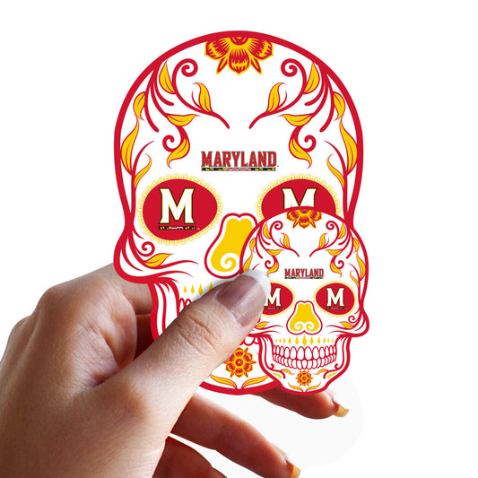 Maryland Terrapins - 5 Sugar Skull Logo Minis (Mixed Sizes) - Official NCAA - Reusable Vinyl Decals