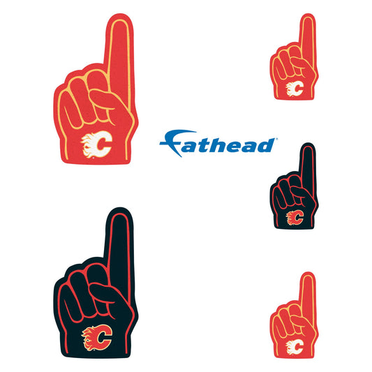 Calgary Flames - 5 Foam Finger Minis (Mixed Sizes) - Official NHL - Reusable Vinyl Decals