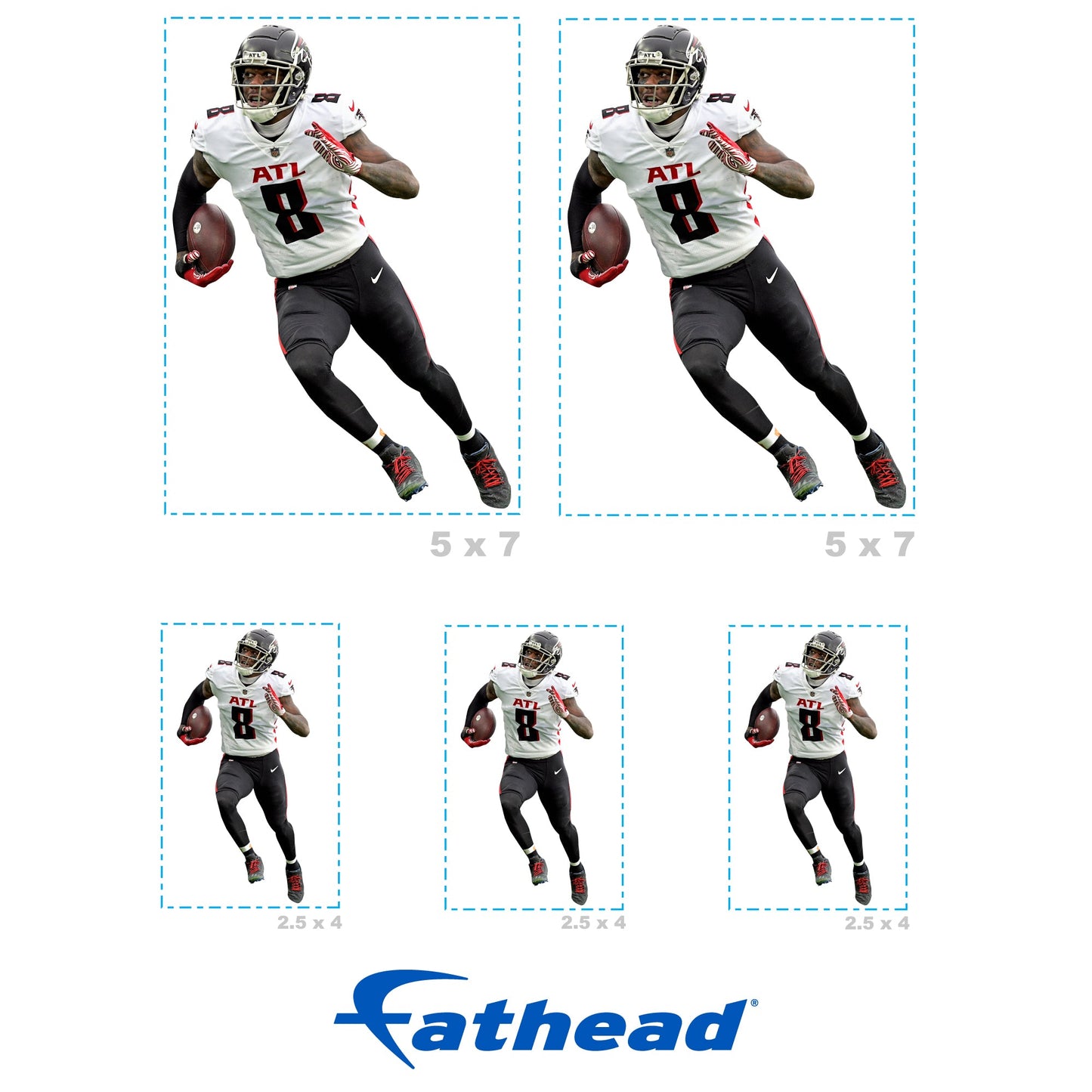 Kyle Pitts - 5 Minis (Mixed Sizes) - Official NFL - Atlanta Falcons - Reusable Vinyl Decals