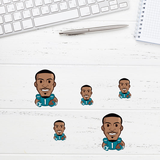 Travis Etienne Jr. - 5 Emoji Minis (Mixed Sizes) - Official NFLPA - Jacksonville Jaguars - Reusable Vinyl Decals