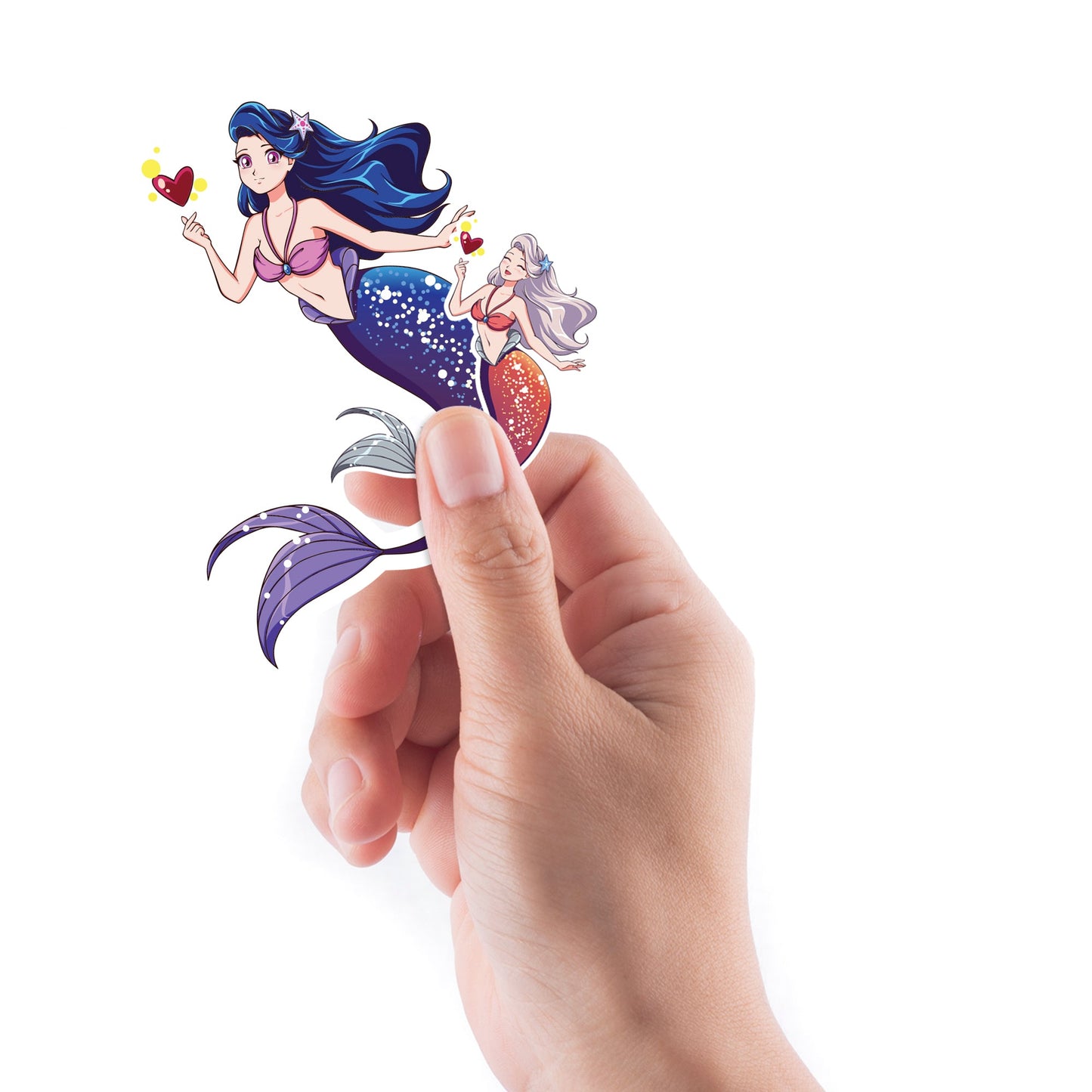 Sheet of 5 -Mythical Creatures: Mermaids Happy Minis        -   Removable    Adhesive Decal