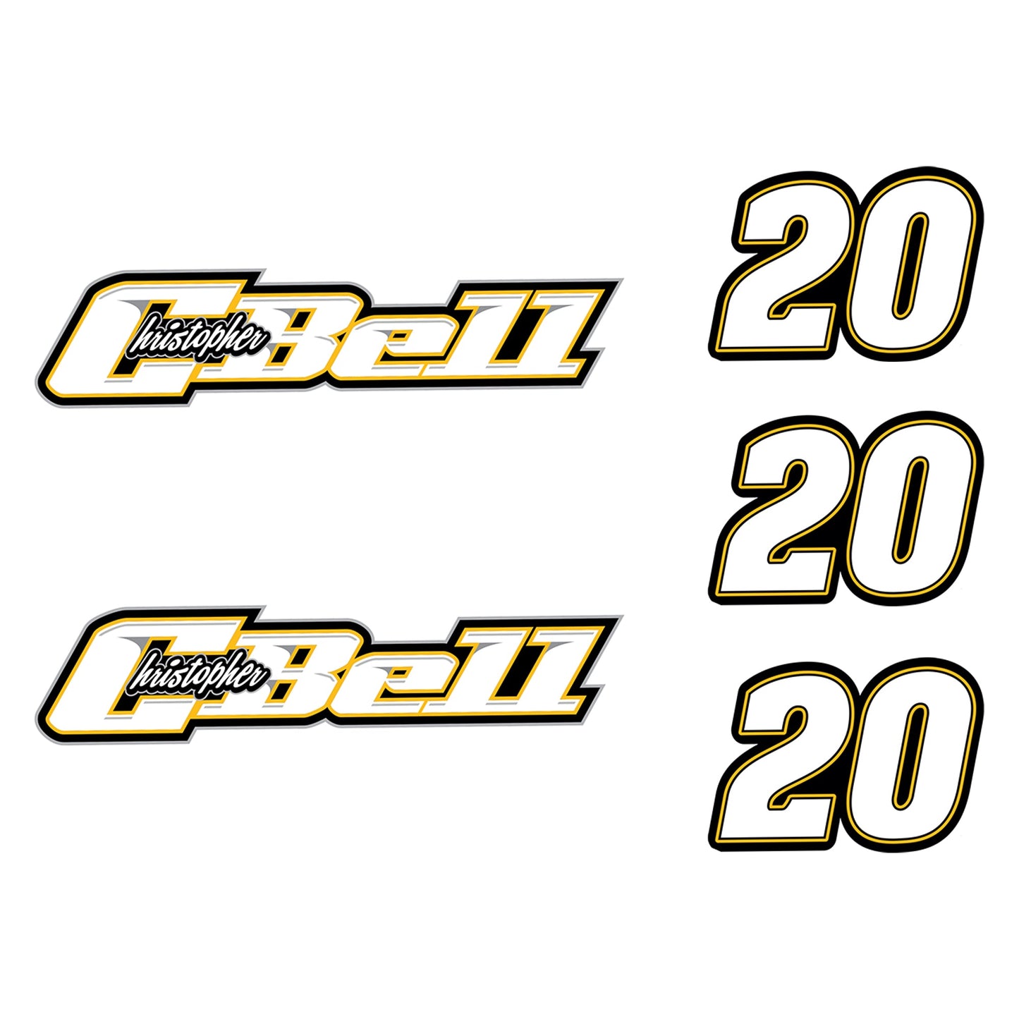 Christopher Bell - 5 Logo Minis (Mixed Sizes) - Official NASCAR - Reusable Vinyl Decals