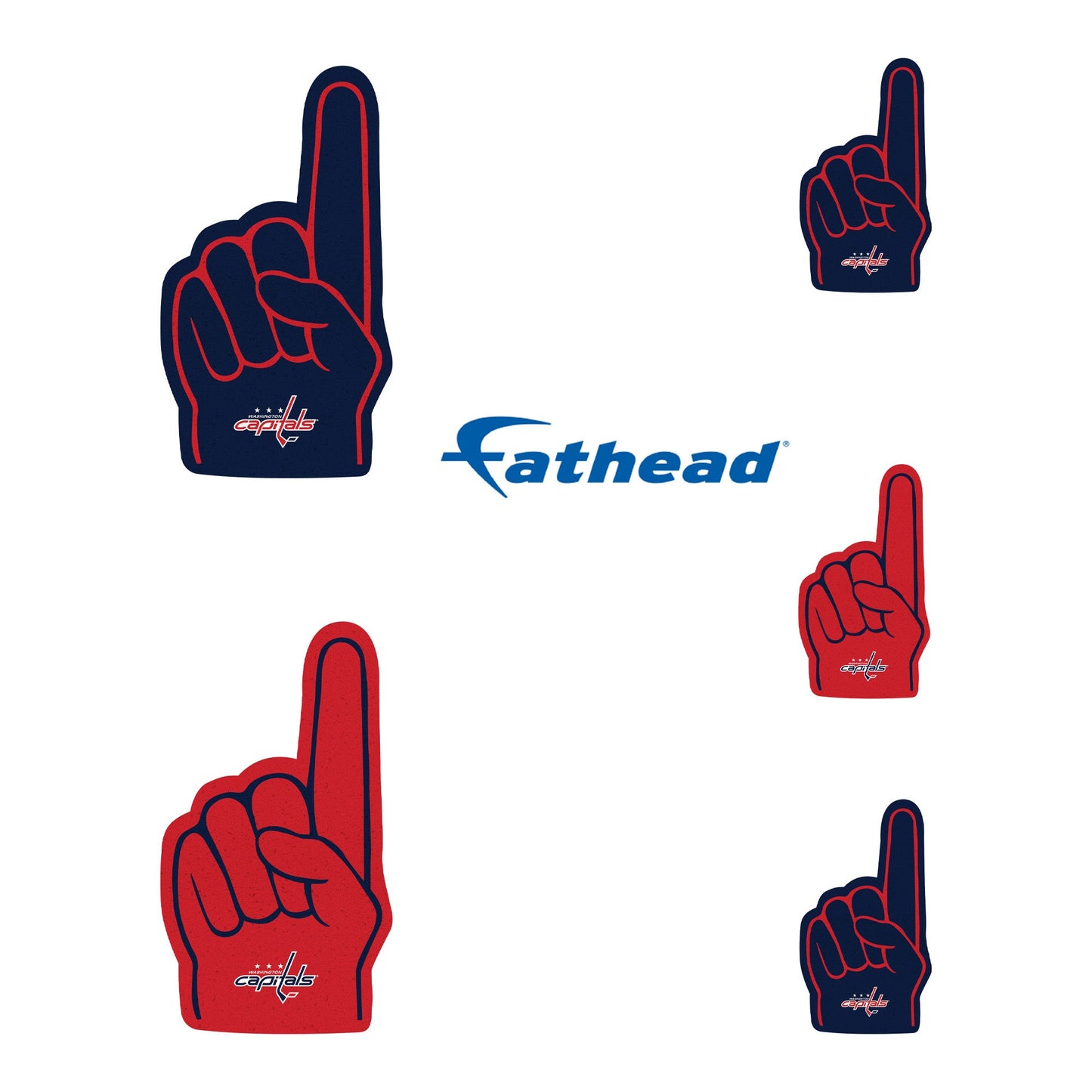 Washington Capitals - 4 Foam Finger Minis (Mixed Sizes) - Official NHL - Reusable Vinyl Decals