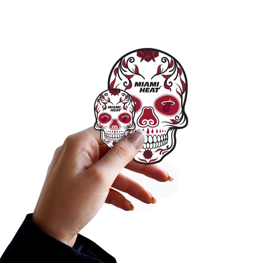 Miami Heat - 5 Sugar Skull Logo Minis (Mixed Sizes) - Official NBA - Reusable Vinyl Decals
