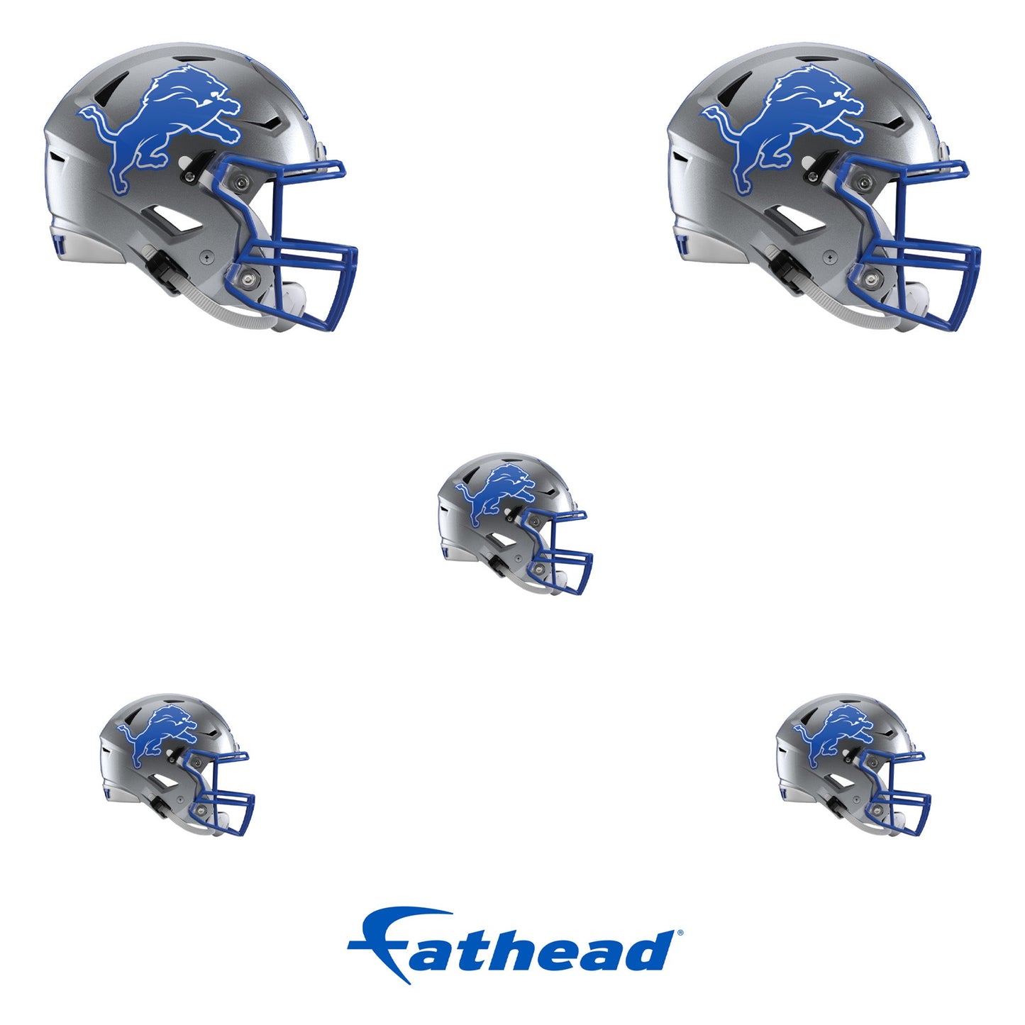 Detroit Lions - 5 Helmet Minis (Mixed Sizes) - Official NFL - Reusable Vinyl Decals
