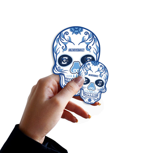 Creighton Bluejays - 5 Sugar Skull Logo Minis (Mixed Sizes) - Official NCAA - Reusable Vinyl Decals