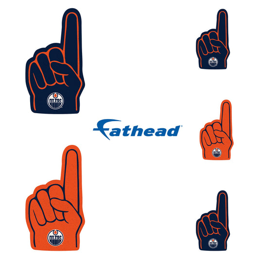 Edmonton Oilers - 5 Foam Finger Minis (Mixed Sizes) - Official NHL - Reusable Vinyl Decals