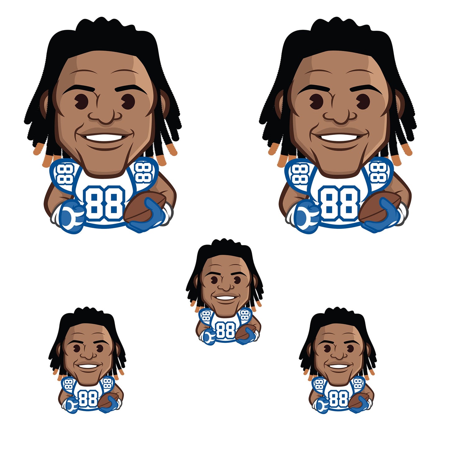 CeeDee Lamb - 5 Emoji Minis (Mixed Sizes) - Official NFLPA - Dallas Cowboys - Reusable Vinyl Decals