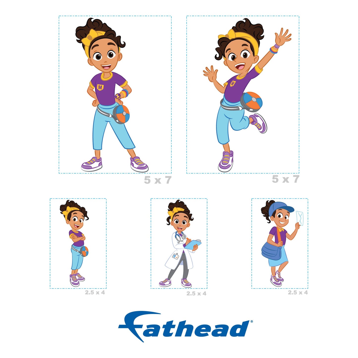 Meekah - 5 Character Minis (Mixed Sizes) - Official Blippi - Reusable Vinyl Decals