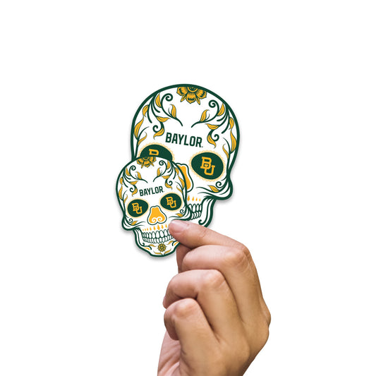 Baylor Bears - 5 Sugar Skull Logo Minis (Mixed Sizes) - Official NCAA - Reusable Vinyl Decals