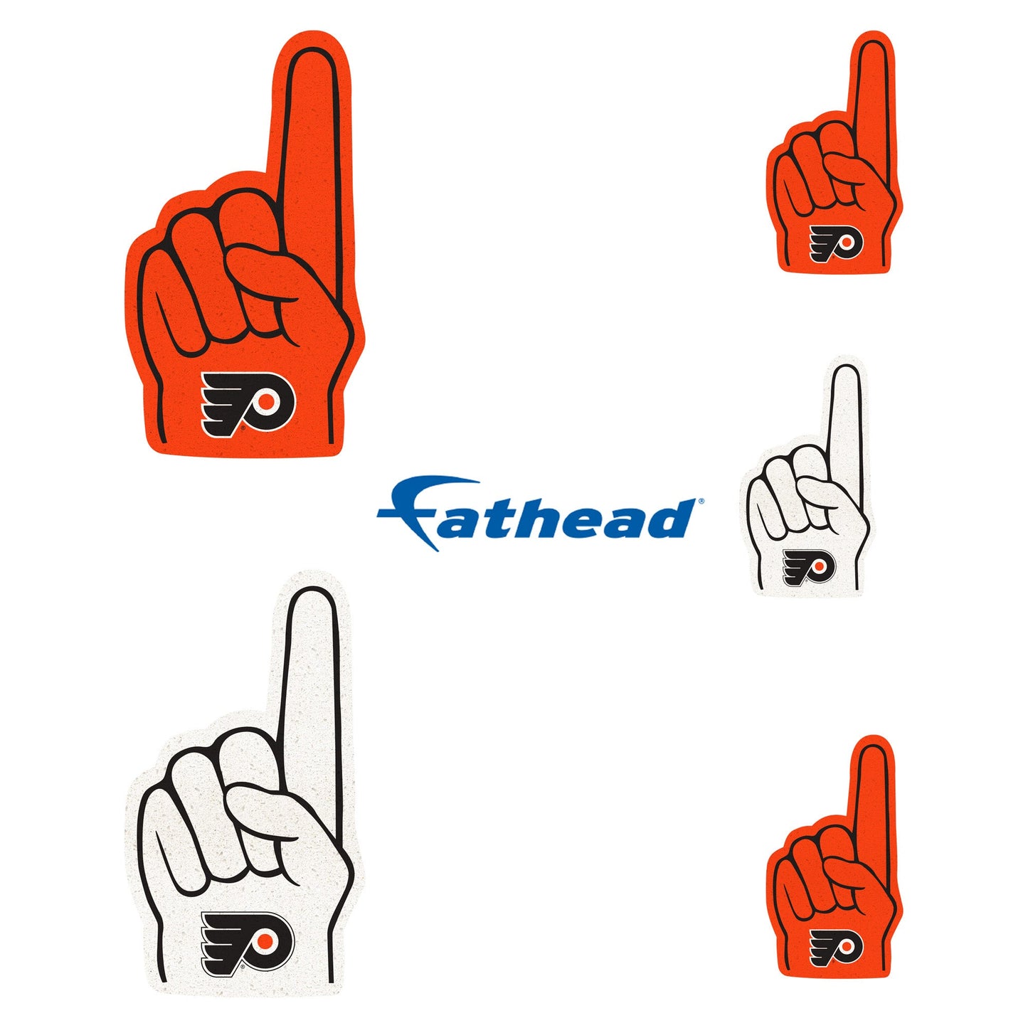 Philadelphia Flyers - 5 Foam Finger Minis (Mixed Sizes) - Official NHL - Reusable Vinyl Decals
