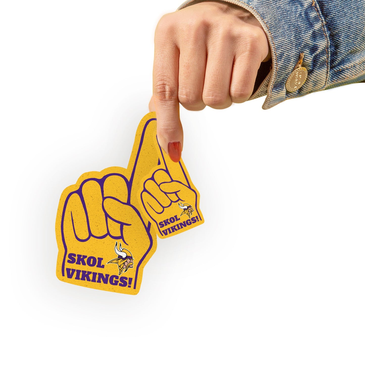 Minnesota Vikings - 4 Foam Finger Minis (Mixed Sizes) - Official NFL - Reusable Vinyl Decals