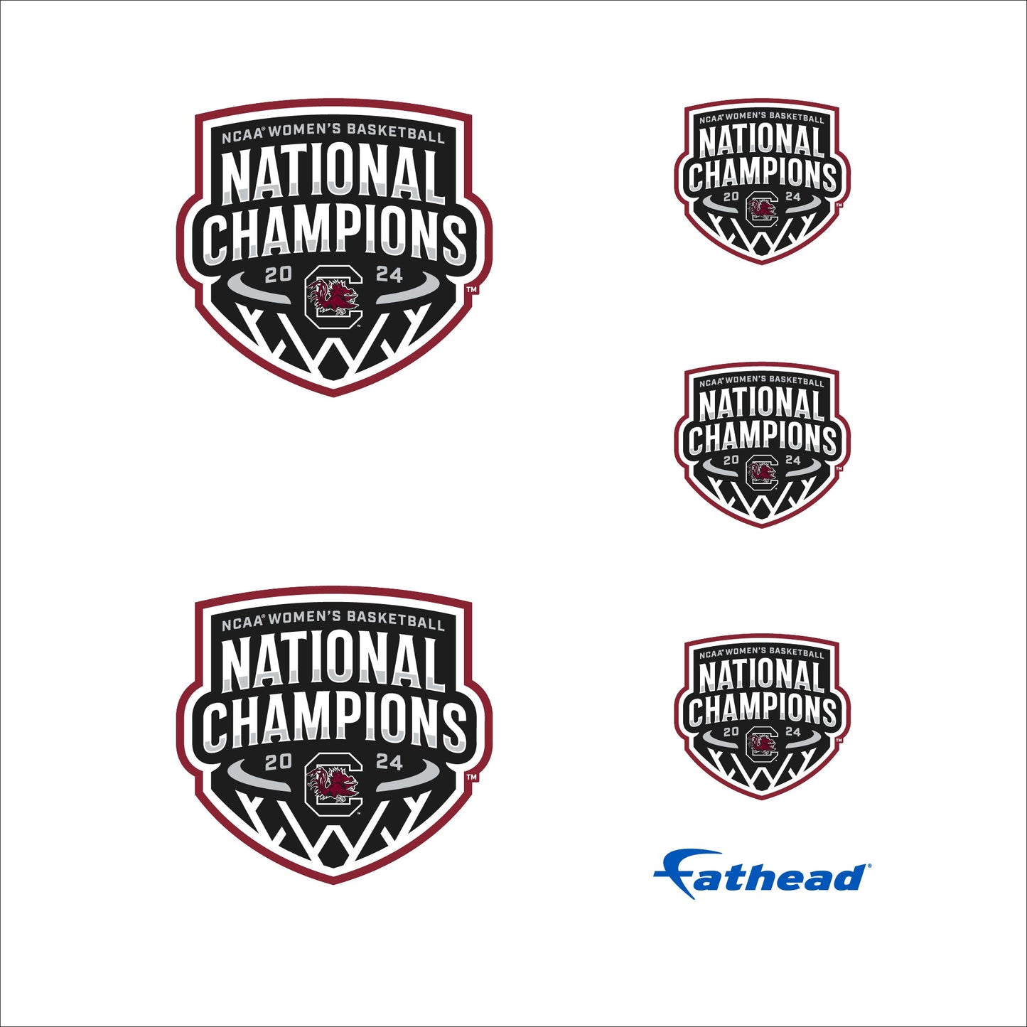 South Carolina Gamecocks - 5 Logo Minis (Mixed Sizes) - Official NCAA - 2024 Women's Basketball National Champions - Reusable Vinyl Decals
