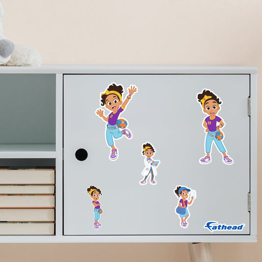 Meekah - 5 Character Minis (Mixed Sizes) - Official Blippi - Reusable Vinyl Decals