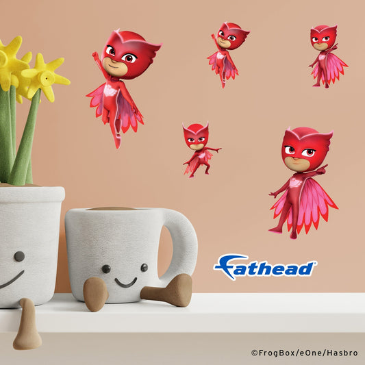 PJ Masks - 5 Character Minis (Mixed Sizes) - Official Hasbro - Owlette - Reusable Vinyl Decals