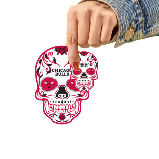Chicago Bulls - 5 Sugar Skull Logo Minis (Mixed Sizes) - Official NBA - Reusable Vinyl Decals